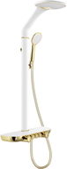 Mexen Bolt надземен душ комплект с душ глава и батерия, бял/златен - 78108-25