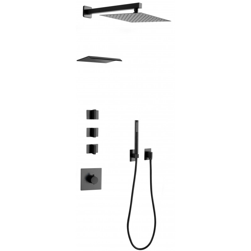 Mexen Boka вграден душ комплект, черен - 7603-03-70