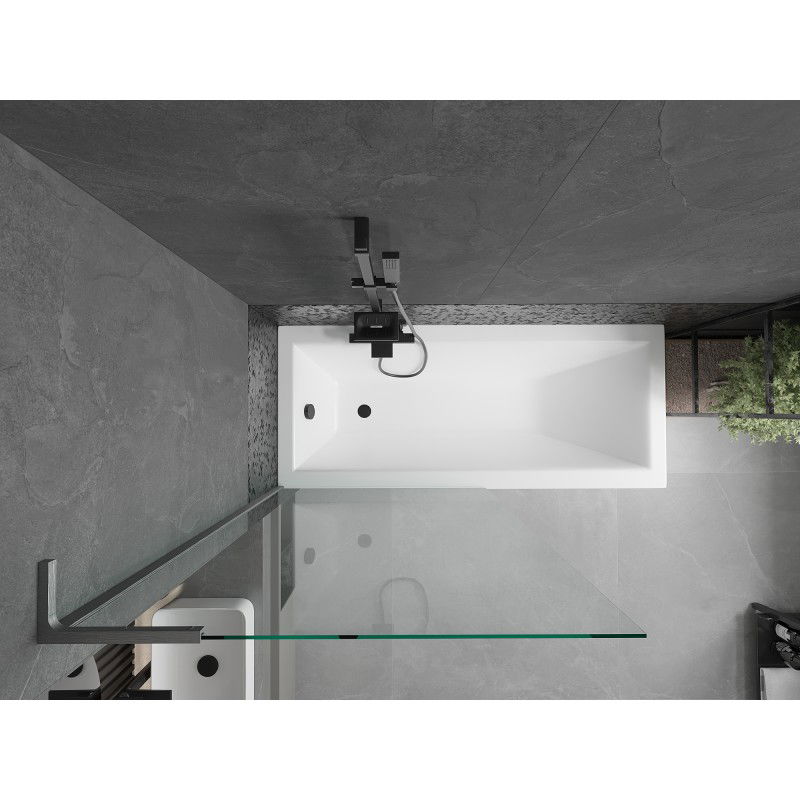 Mexen Next L вана преграда 1-крила 90 x 150 см, прозрачен, четкована пистолетно сиво - 895-090-000-03-00-66