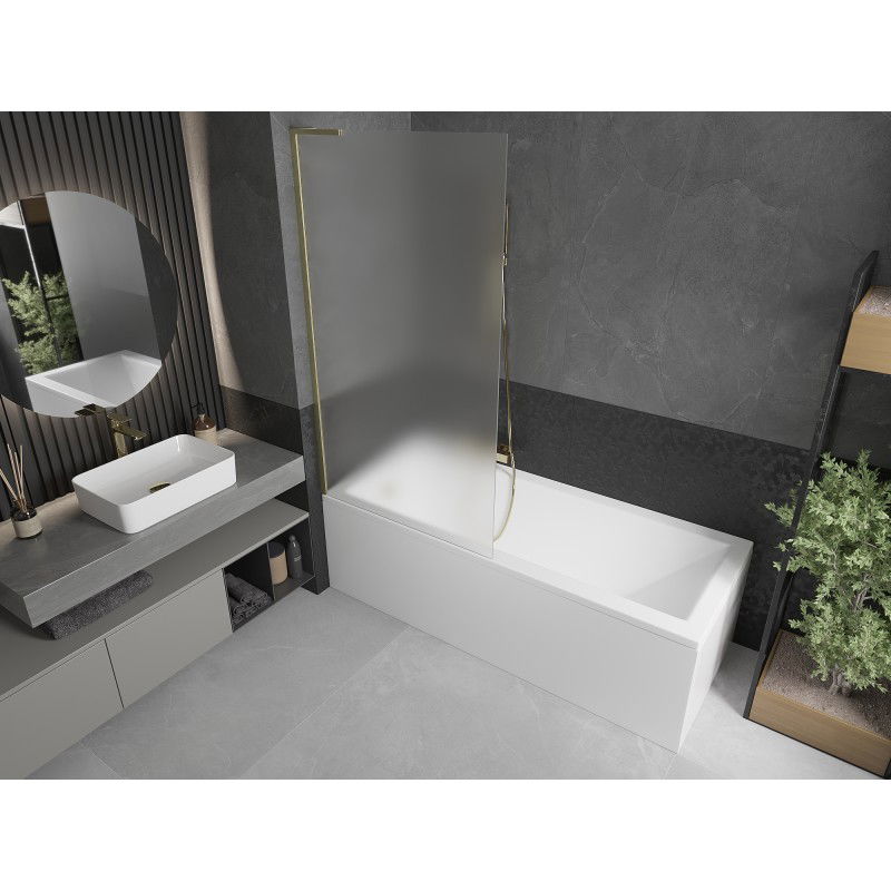 Mexen Next L параван за вана 1-крилен 90 x 150 см, матиран, златен четкан - 895-090-000-03-30-55