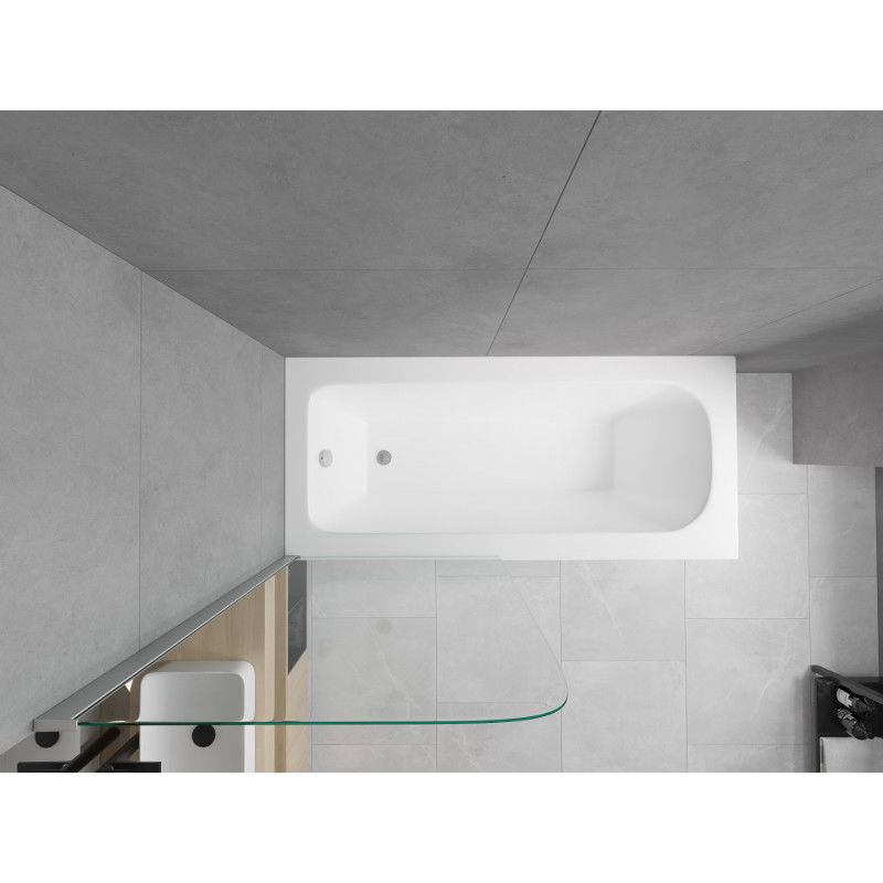 Mexen Vega правоъгълна вана 150 x 70 cm с обков и параван с 1 крило 75 cm, прозрачен, хром - 550115070X9007510100