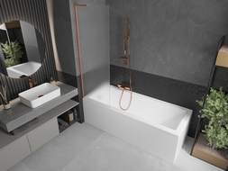 Mexen Next L параван за вана 1-крилен 60 x 150 см, матиран, матиран меден - 895-060-000-03-30-65