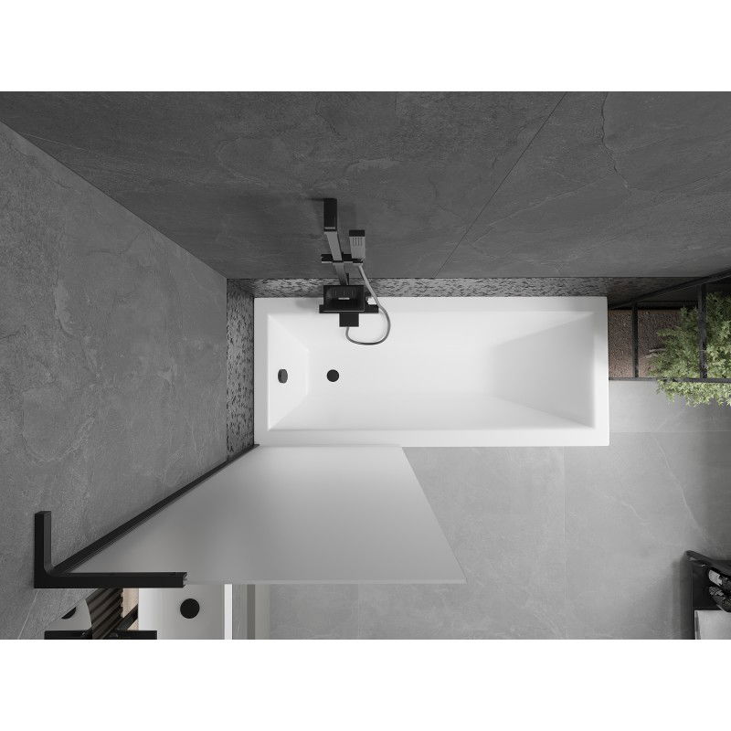 Mexen Next L параван за вана 1-крилен 70 x 150 см, скреж, черен - 895-070-000-03-30-70