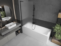 Mexen Next L параван за баня, еднокрилен 80 x 150 cm, матиран, черен - 895-080-000-03-30-70