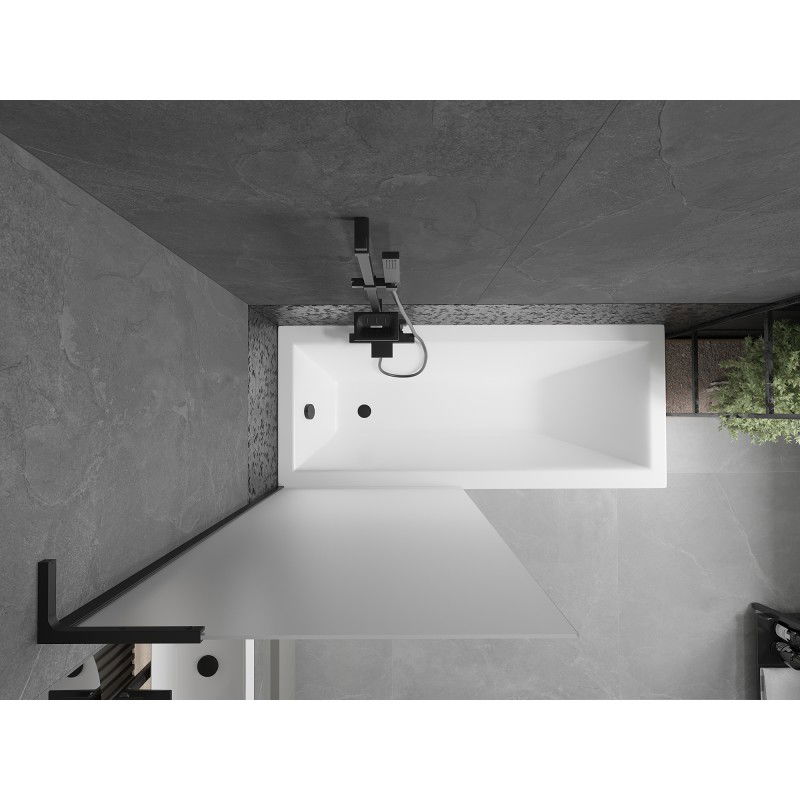 Mexen Next L параван за баня, еднокрилен 80 x 150 cm, матиран, черен - 895-080-000-03-30-70