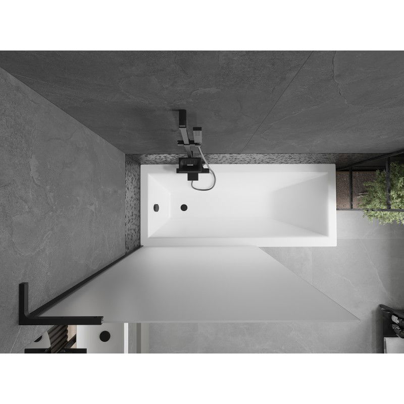 Mexen Next L преграда за вана с 1 крило 100 x 150 см, матиран, черен - 895-100-000-03-30-70