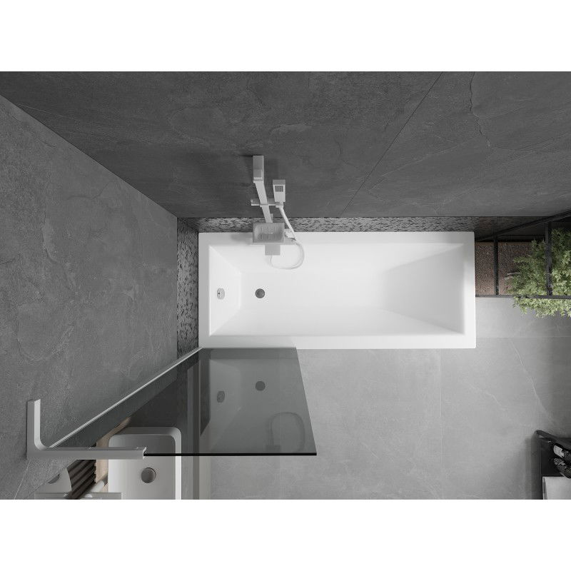 Mexen Next L параван за вана 1-крило 60 x 150 см, графит, бял - 895-060-000-03-40-20