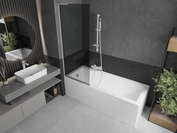 Mexen Next L параван за вана, 1-частен, 70 x 150 см, графит, бял - 895-070-000-03-40-20