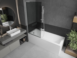 Mexen Next L сгъваема преграда за вана 1-крилна 80 x 150 cm, графит, бяло - 895-080-000-03-40-20