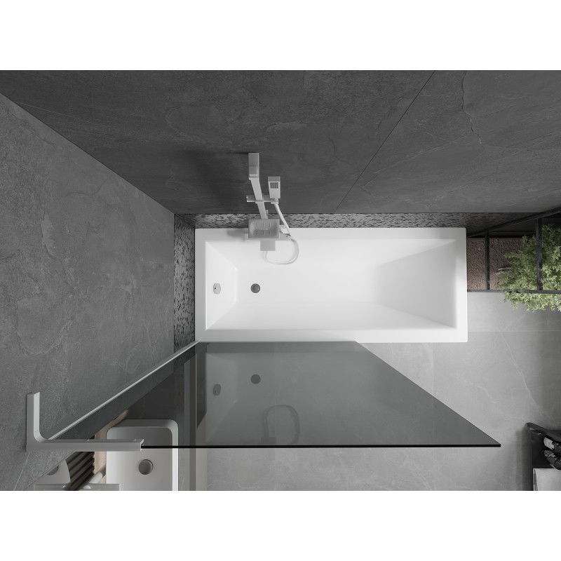 Mexen Next L параван за вана 1-крилен 100 x 150 см, графит, бял - 895-100-000-03-40-20