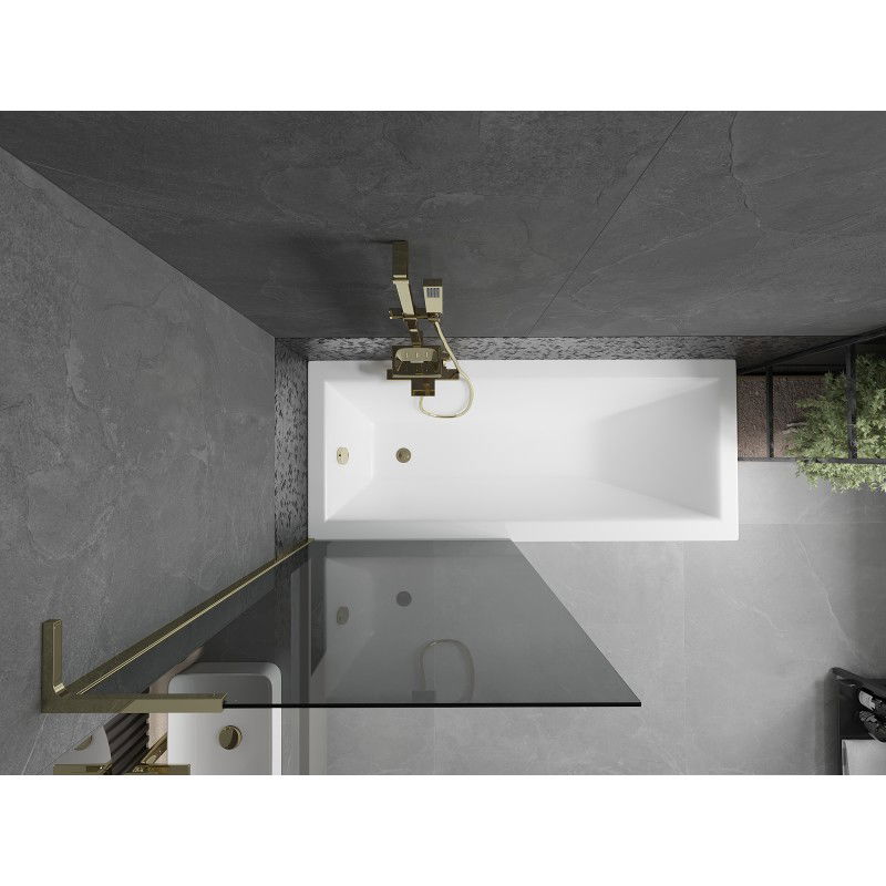 Mexen Next L параван за вана еднокрилен 80 x 150 см, графит, златен - 895-080-000-03-40-50