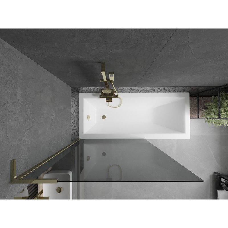 Mexen Next L преграда за вана с 1 крило 100 x 150 см, графит, злато - 895-100-000-03-40-50