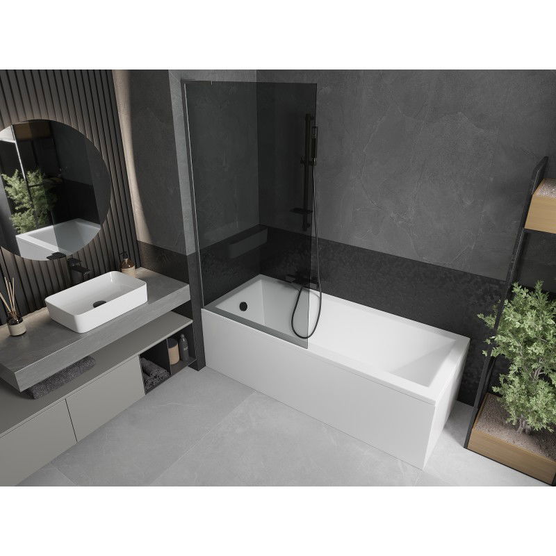 Mexen Next L преграда за вана 1-крила 90 x 150 см, графит, четка сяра - 895-090-000-03-40-66