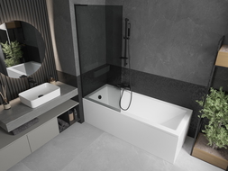 Mexen Next L преграда за вана с едно крило 80 x 150 см, графит, черен - 895-080-000-03-40-70