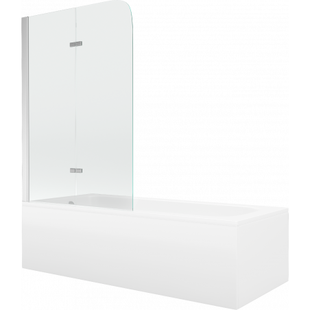 Mexen Vega правоъгълна вана 150 x 70 cm с облицовка и 2-крилен параван 100 cm, прозрачен, хром - 550115070X9010020100