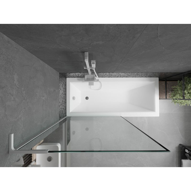 Mexen Next L параван за вана с 1 крило 100 x 150 cm, черна рамка, бял - 895-100-000-03-70-20