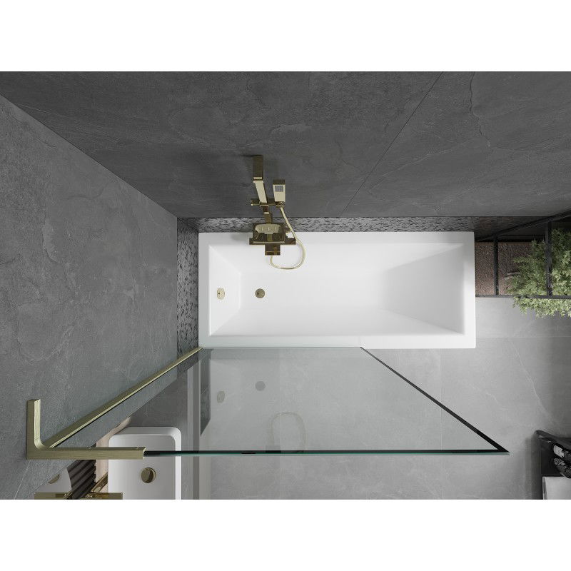 Mexen Next L душ преграда за вана с едно крило 100 х 150 см, черна рамка, златно-боядисана - 895-100-000-03-70-55