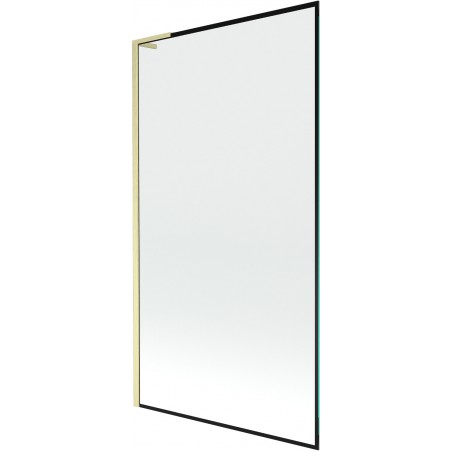 Mexen Next L душ преграда за вана с едно крило 100 х 150 см, черна рамка, златно-боядисана - 895-100-000-03-70-55