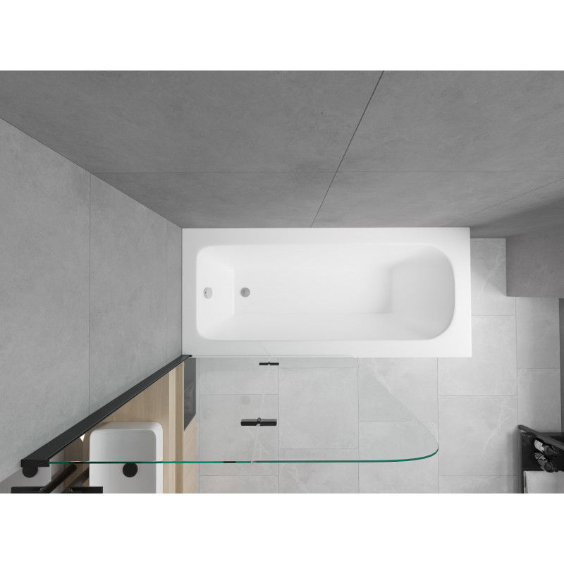 Mexen Vega правоъгълна вана 150 x 70 cm с обшивка и 2-крилен параван 100 cm, прозрачен, черен - 550115070X9010027000