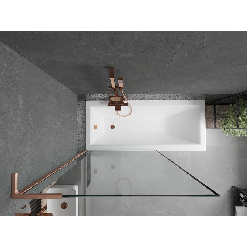 Mexen Next L параван за вана 1-крилен 100 x 150 cm, черна рамка, четкана мед - 895-100-000-03-70-65