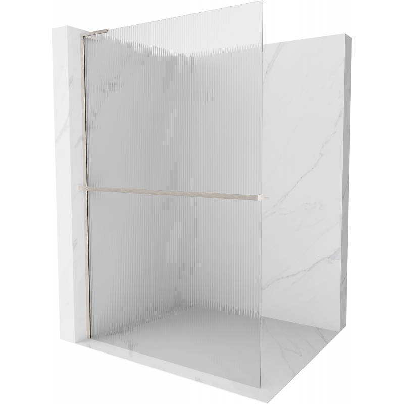 Mexen Kioto+ L стена за душ с полка Walk-in 70 x 200 см, матово стъкло, четкан никел - 800-070-123-97-09