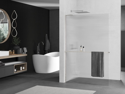 Mexen Kioto+ L преграда за душ с ракла Walk-in 100 x 200 см, прозрачно, четкан никел - 800-100-123-97-09