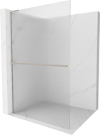 Mexen Kioto+ L стена за душ с рафт Walk-in 120 x 200 см, прозрачен, четкан никел - 800-120-123-97-09