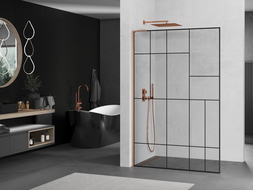 Mexen Kioto L стена душа Walk-in 80 x 200 см, черен модел, четкана мед - 800-080-103-65-78
