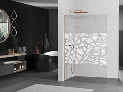Mexen Kioto L стена за душ Walk-in 100 x 200 см, бял модел, комбинирана медна - 800-100-103-65-85