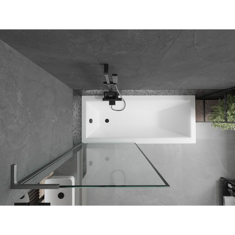 Mexen Next L параван за баня 1-крило 80 x 150 см, черна рамка, gun gray полиран - 895-080-000-03-70-66