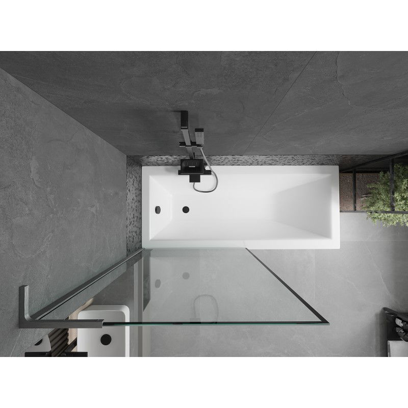 Mexen Next L параван за вана с 1 крило 90 x 150 cm, черна рамка, полиран gun gray - 895-090-000-03-70-66