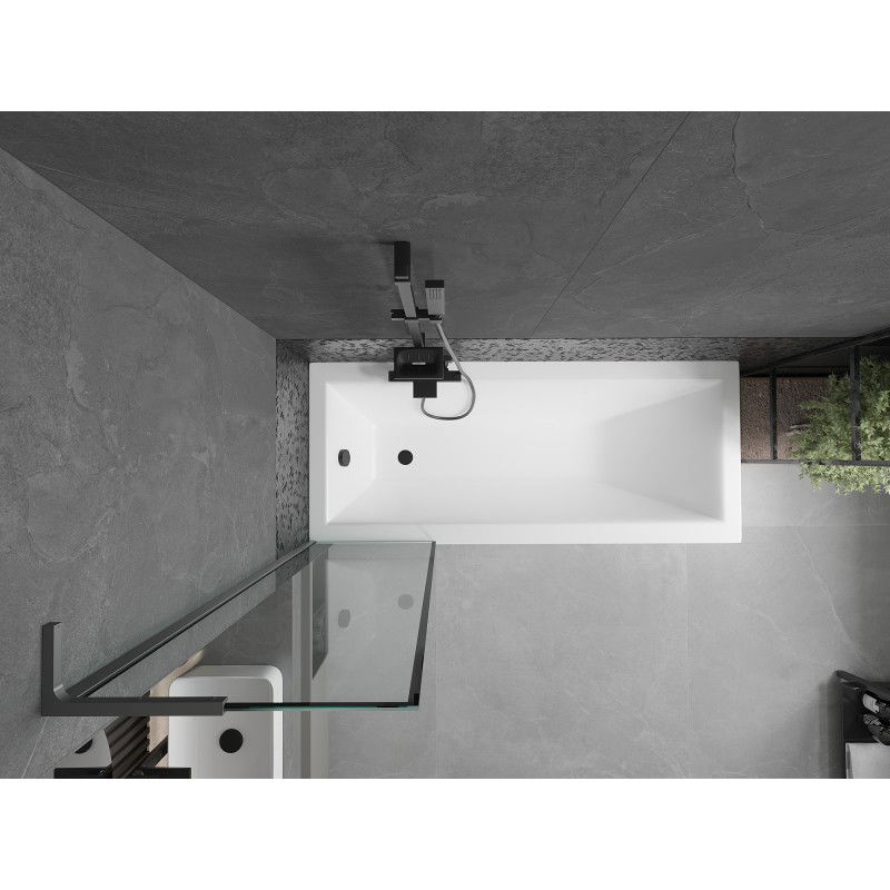 Mexen Next L параван за вана 1-крилен 50 x 150 см, черна рамка, gun metal - 895-050-000-03-70-95