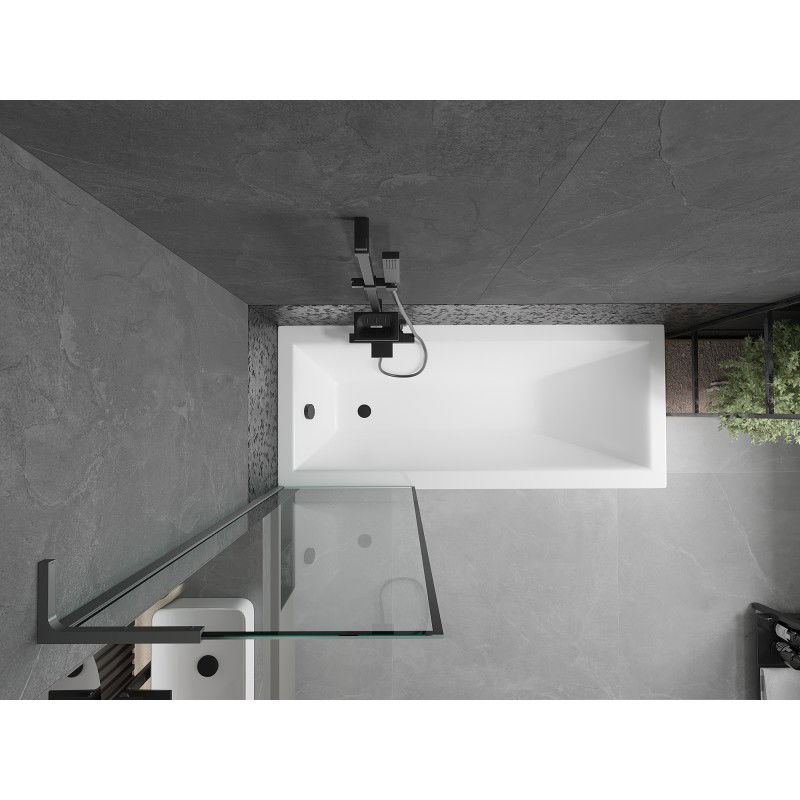 Mexen Next L параван за вана 1-крилен 60 x 150 cm, черна рамка, gun metal - 895-060-000-03-70-95