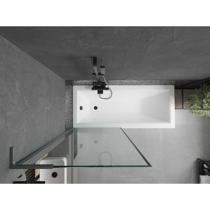 Mexen Next L параван за вана с едно крило 80 x 150 cm, черна рамка, gun metal - 895-080-000-03-70-95