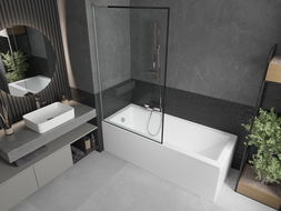 Mexen Next L параван за вана с 1 крило 100 x 150 см, черна рамка, четка никел - 895-100-000-03-70-97