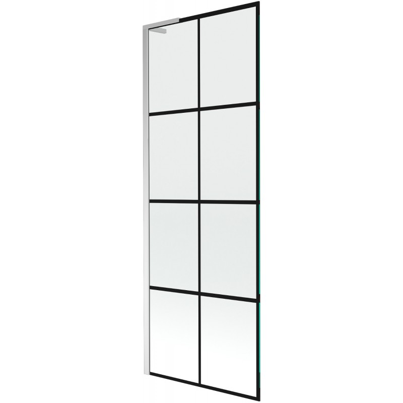 Mexen Next L параван за вана 1-крилен 70 x 150 см, черна решетка, хром - 895-070-000-03-77-01