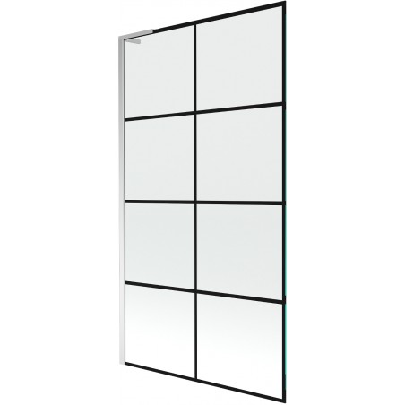 Mexen Next L преграда за вана с 1 крило 100 x 150 cm, черна решетка, хром - 895-100-000-03-77-01