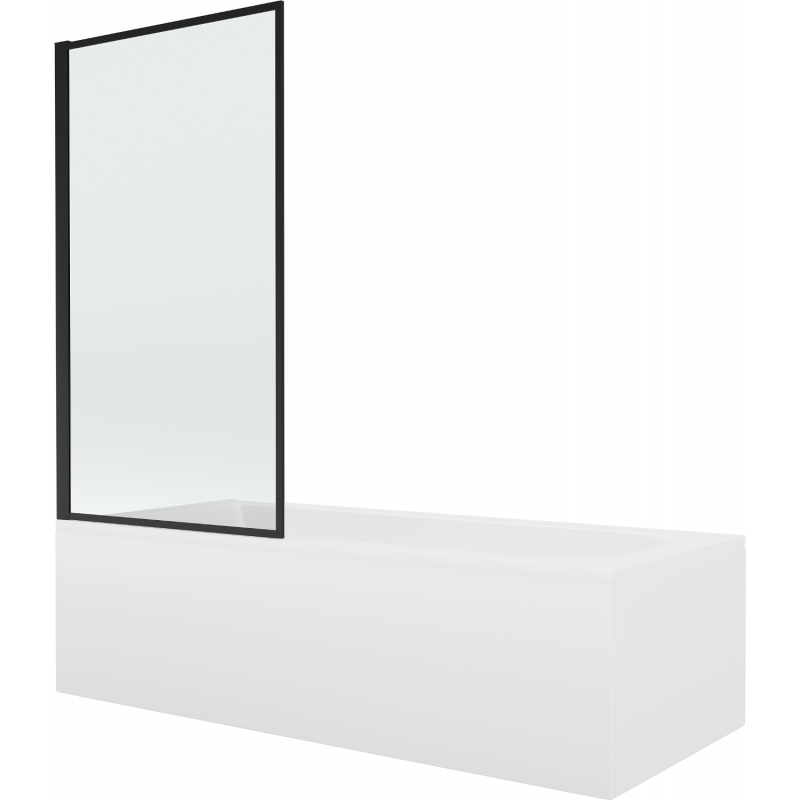Mexen Vega правоъгълна вана 150 x 70 cm с корпус и 1-крило завеса 70 cm, черен фиксиран дизайн - 550115070X9307007070