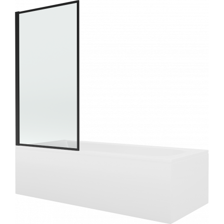 Mexen Vega правоъгълна вана 150 x 70 cm с корпус и 1-крило завеса 70 cm, черен фиксиран дизайн - 550115070X9307007070