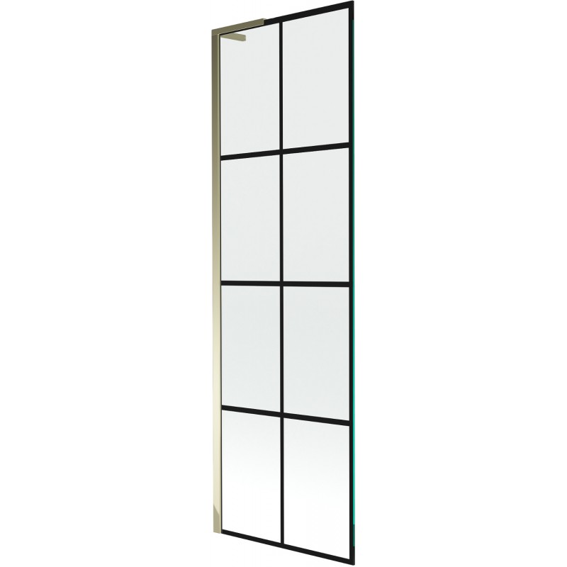 Mexen Next L параван за вана 1-крилен 60 x 150 см, черна решетка, златен - 895-060-000-03-77-50