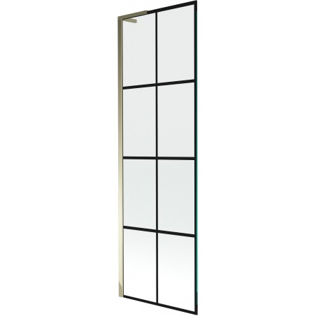 Mexen Next L параван за вана 1-крилен 60 x 150 см, черна решетка, златен - 895-060-000-03-77-50