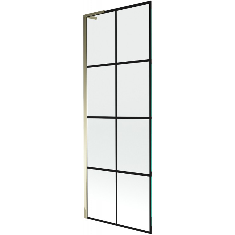 Mexen Next L параван за вана 1-крилен 70 x 150 см, червена решетка, златен - 895-070-000-03-77-50