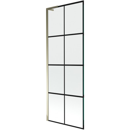 Mexen Next L параван за вана 1-крилен 70 x 150 см, червена решетка, златен - 895-070-000-03-77-50