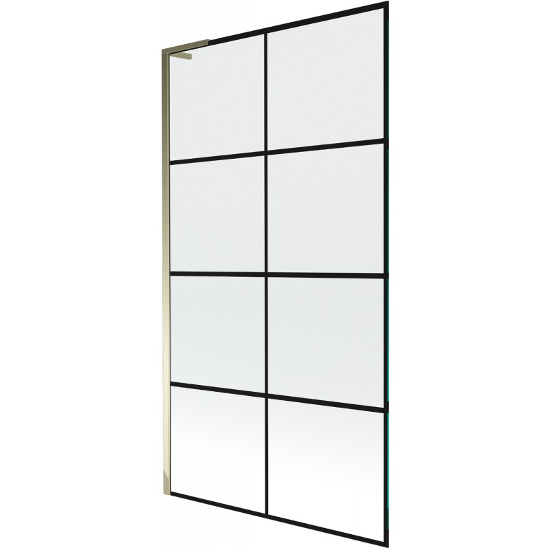 Mexen Next L параван за вана еднокрилен 100 x 150 см, черна решетка, златен - 895-100-000-03-77-50