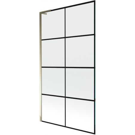 Mexen Next L параван за вана еднокрилен 100 x 150 см, черна решетка, златен - 895-100-000-03-77-50