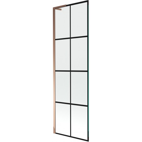 Mexen Next L параван за вана, 1-крилен, 60 x 150 см, черна решетка, розово злато - 895-060-000-03-77-60