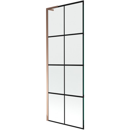 Mexen Next L параван за вана, еднокрилен 70 x 150 см, черно каре, розово злато - 895-070-000-03-77-60