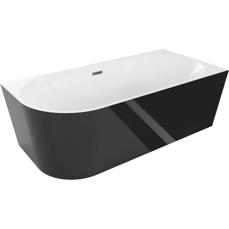 Mexen Mia свободностояща ъглова вана дясна 150 x 75 см, бяла/черна, прелив gun