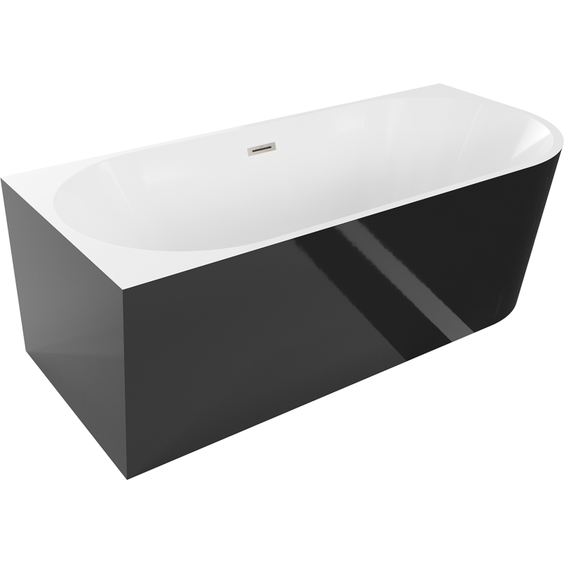 Mexen Mia самостоятелна ъглова вана лява 160 x 75 см, бяла/черна, с четкан никел - 52691607575L-97