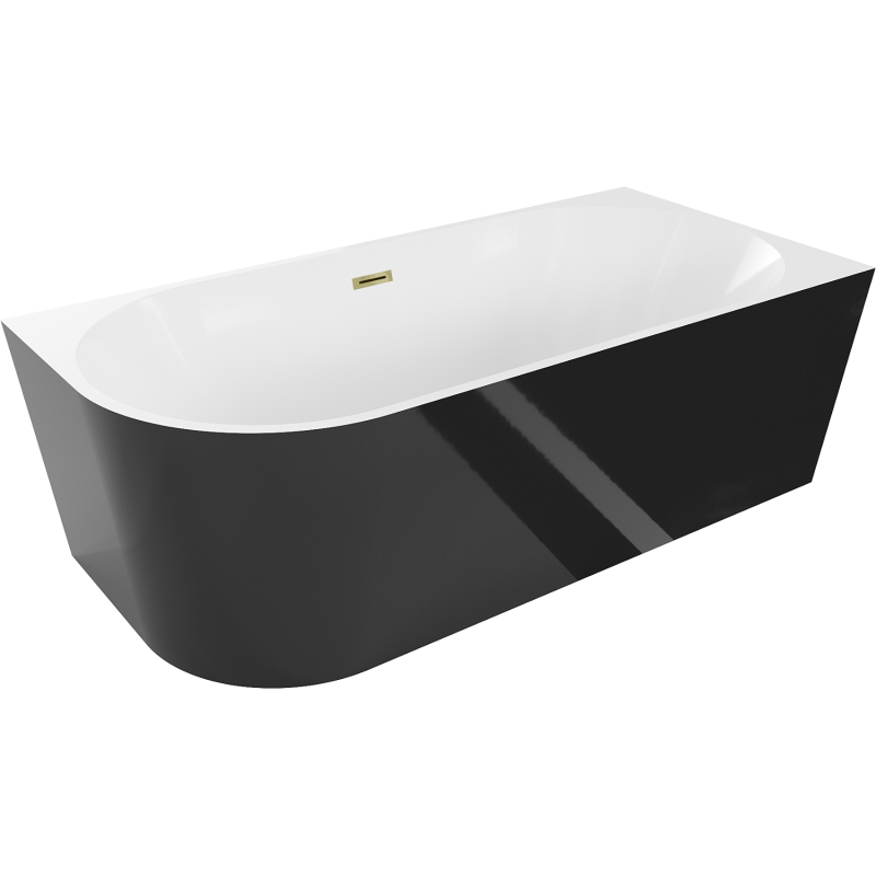 Mexen Mia свободностояща вана ъглова дясна 160 x 75 см, бяла/черна, златно